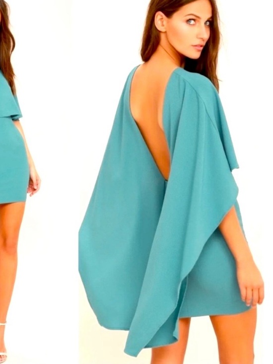Lulus Dresses & Skirts - Lulus NWT Teal Cape Dress XS | Backless Mini | Wedding Guest Cocktail